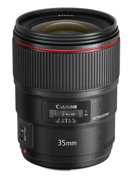 Lente Canon EF 35 mm F 1.4 com adpatador para RF