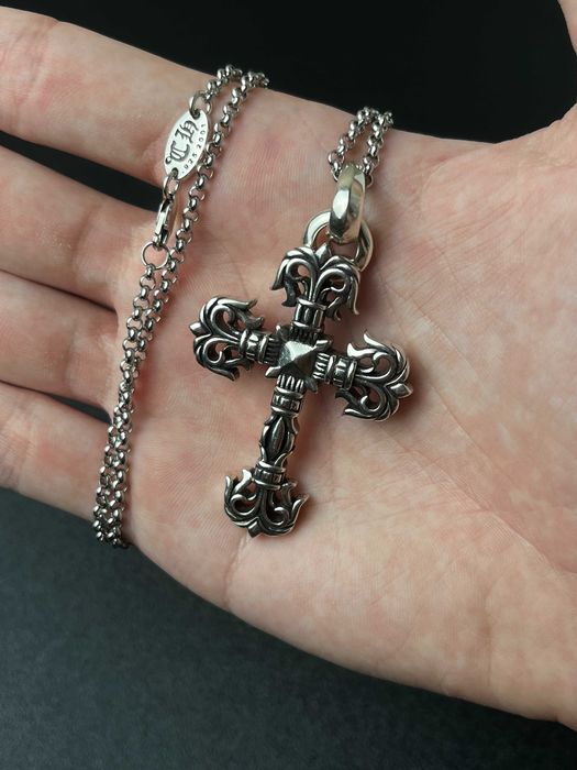 Срібна Підвіска Chrome Hearts Flame Cross | Крест Хром Хартс