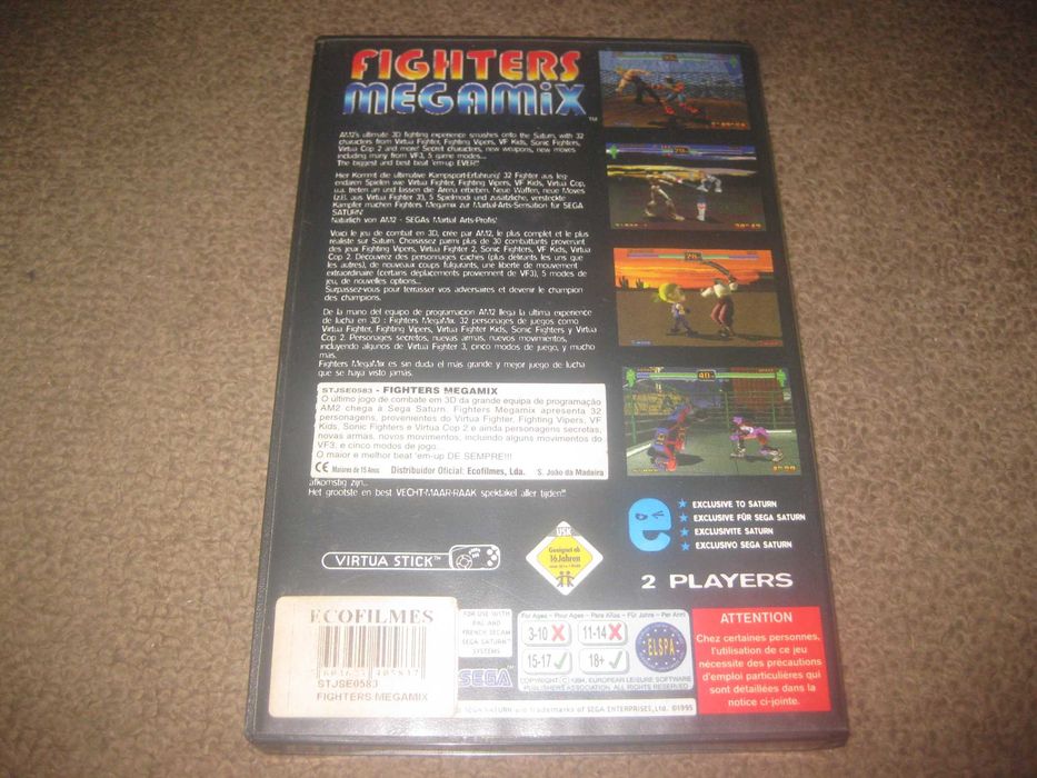 Jogo "Fighters Megamix" para Sega Saturn/Completo/Com 2 Manuais!