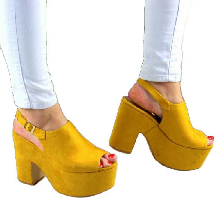 Żółte sandały na platformie rozmiar 37