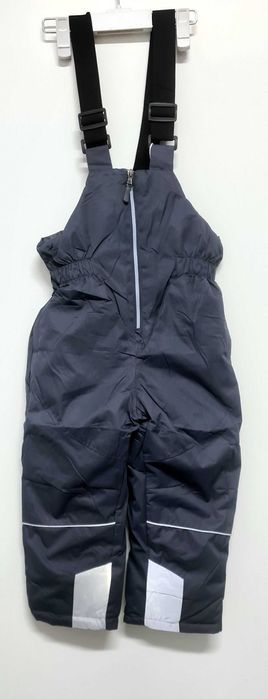 Spodnie narciarskie 4 lata grafitowe na sanki, nieprzemakalne odblask