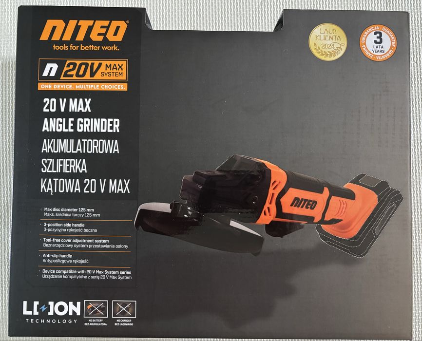 Zestaw Elektro Narzędzi Niteo 20V Max System - Szlifierka Kątowa Zakrętarka Udarowa Narzędzie Wielofunkcyjne