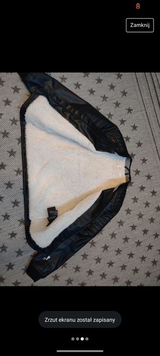 Kurtka ramoneska chłopięca ekoskóra 128 czarna kożuszek H&M