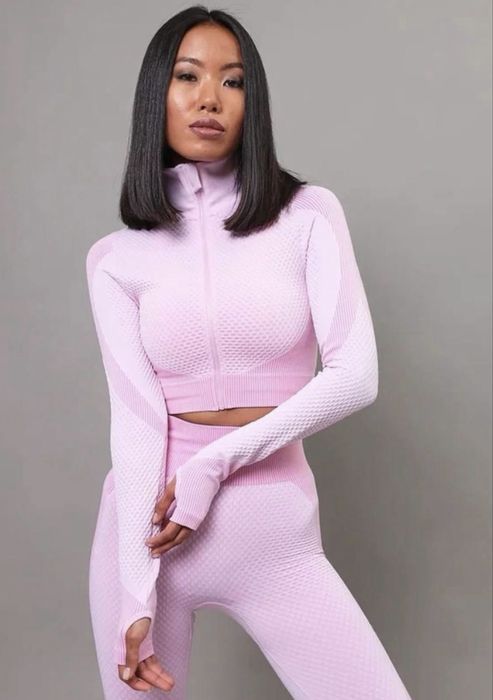 Костюм спортивний найк рожевий лосини топ кофта