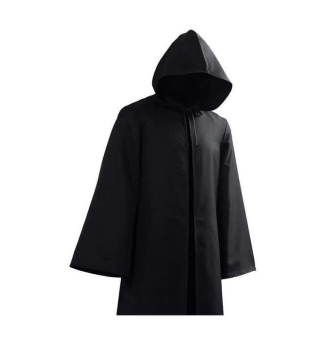 Карнавальный черный плащ с капюшоном Мага, плащь смерти, мантия