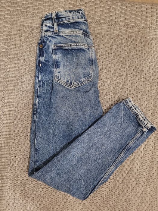 3 pary spodni zara XS 34 jeansy wysoki stan