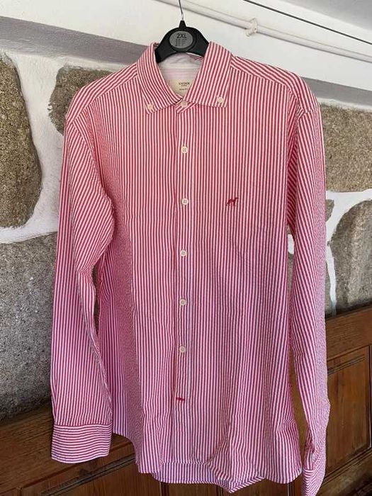 Camisa às riscas coral Sacoor