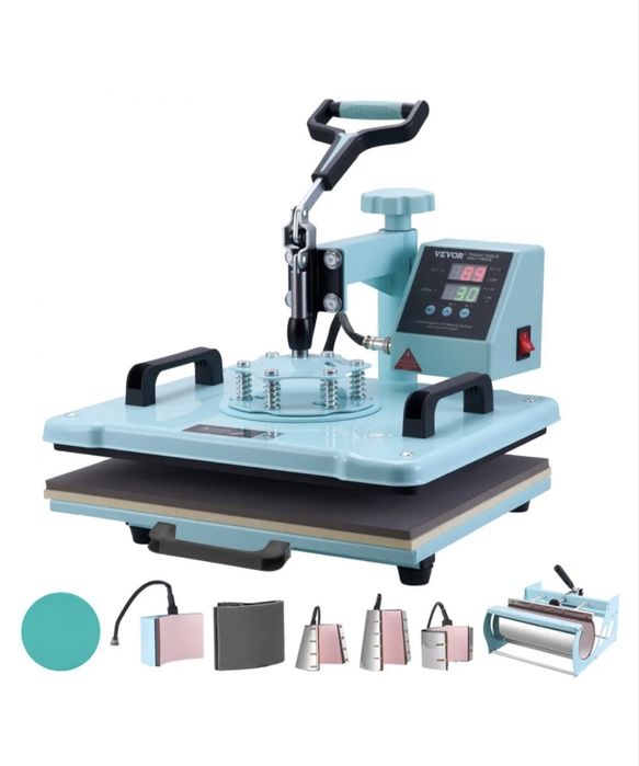 Prensa Térmica VEVOR 5em1 com prensa para canecas, chapéus e pratos