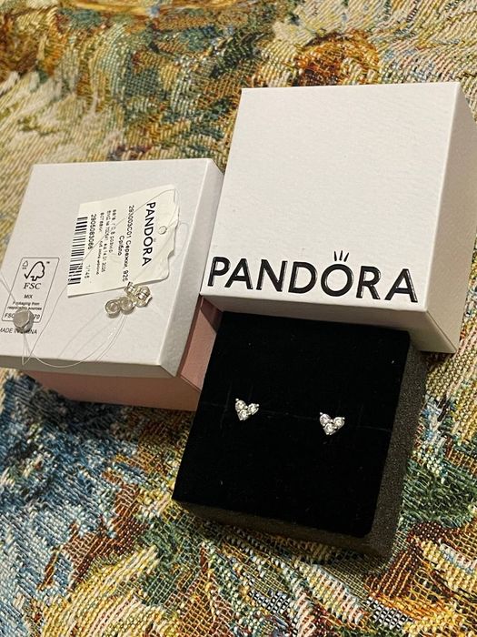 Серебряные сережки Pandora новые 925