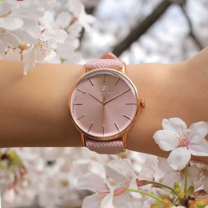 NOWY zegarek August Berg Serenity Pink Perlon - Rose Gold