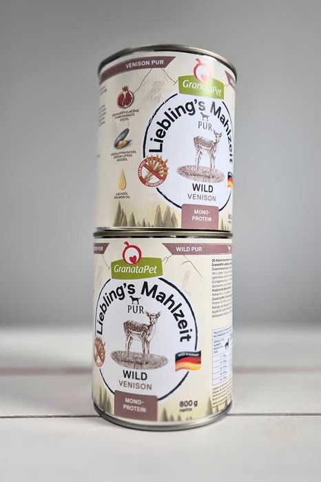 Karma mokra dla psa puszki GranataPet Venison Pur 800g x2