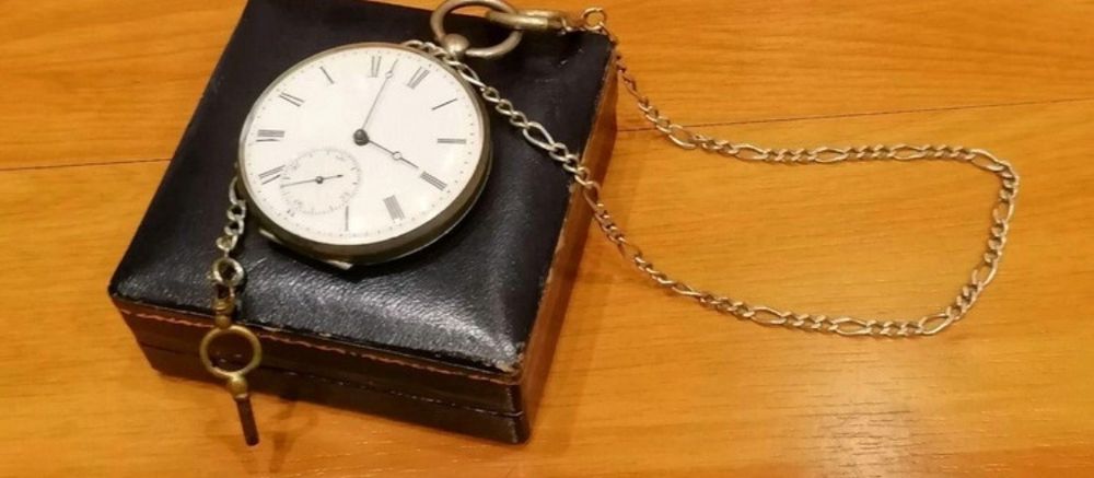 Relógio bolso cilindro em prata huit trous en rubis
