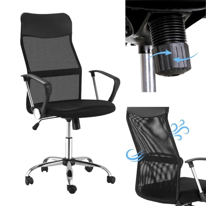 Fotel Biurowy Ergonomiczny Materiałowy Obrotowe Regulowane