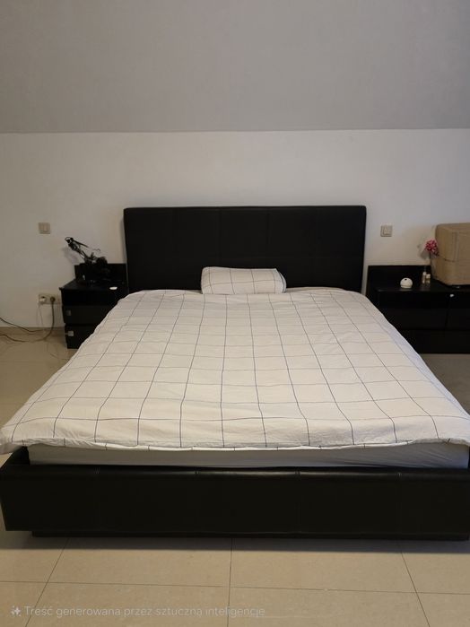Łóżko 160x200 Czarna Eco skóra