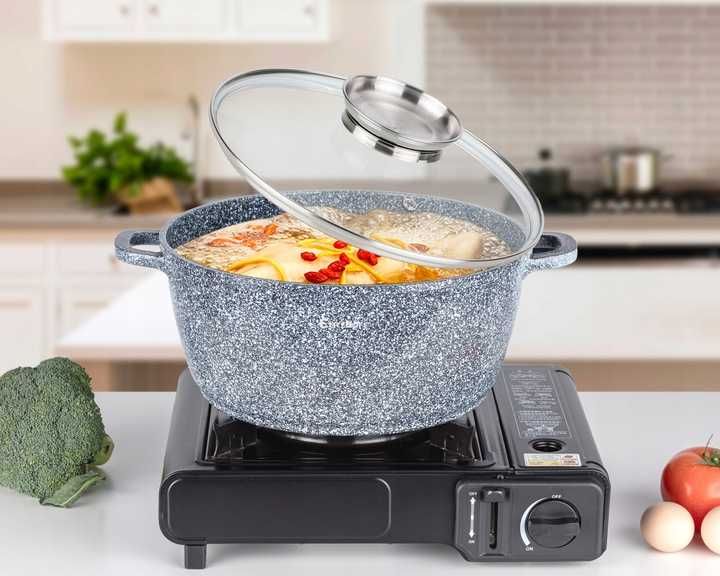 Zestaw Garnków Granitowych 14el. Indukcja Gaz Elitehoff E7059 szare hi