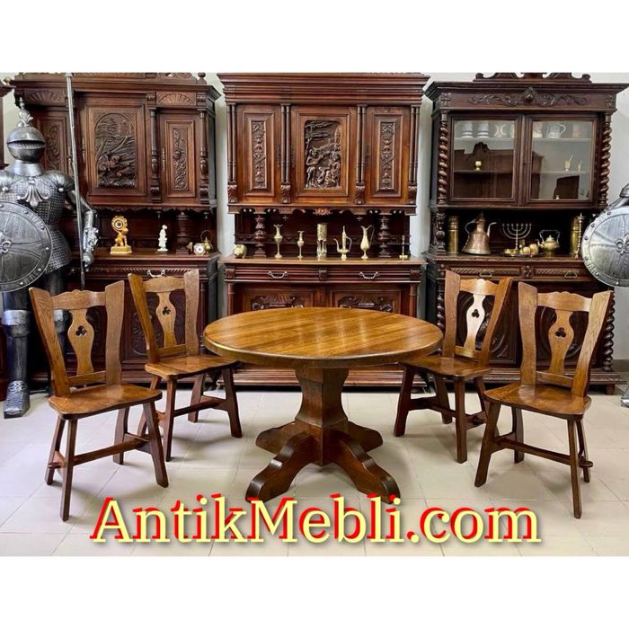 Круглий стіл обідній дуб 2743 стільці дерево 2720