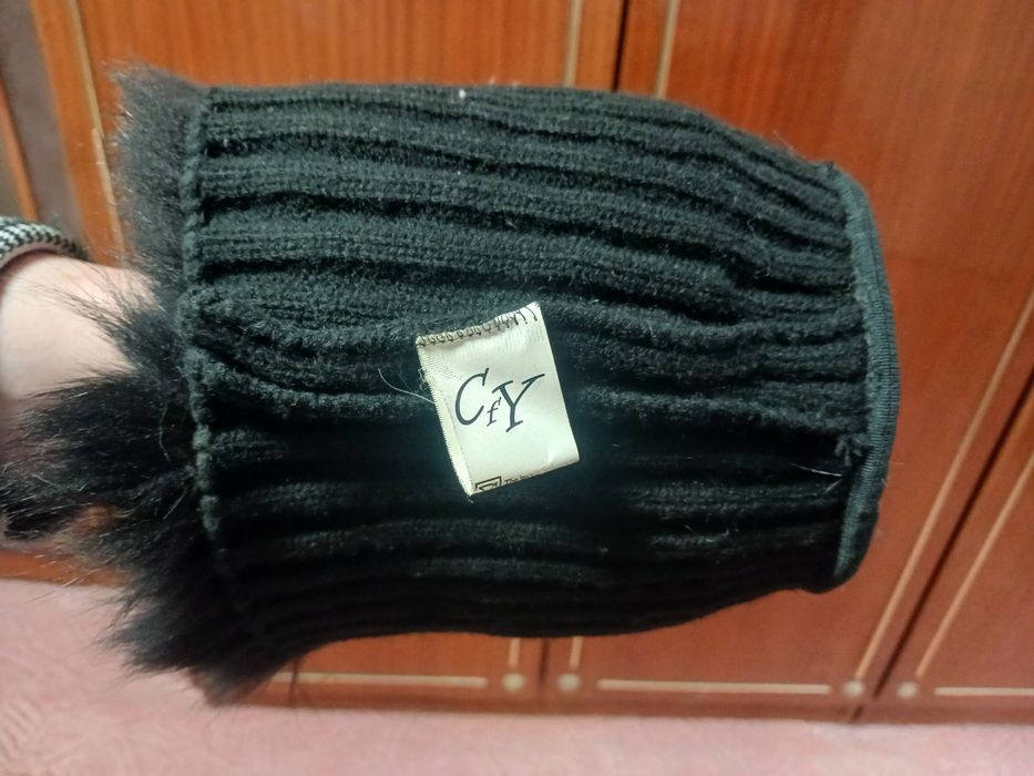 Вязаная женская меховая шапка