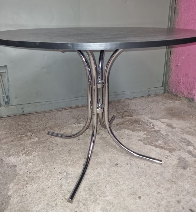 Nowy stół okrągły PIEMONT 100 cm – czarny blat