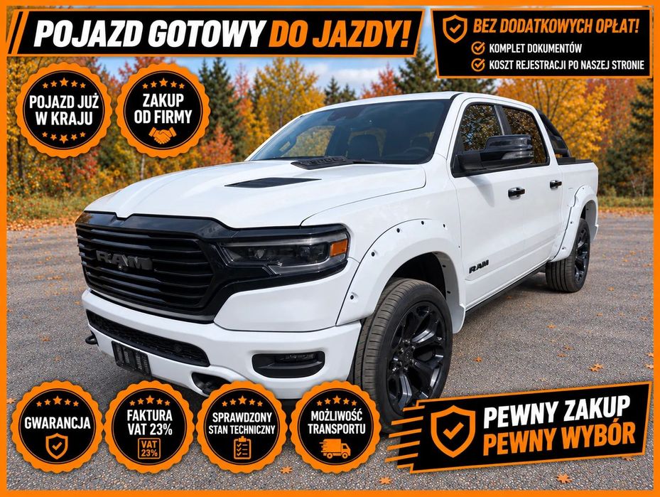 RAM 1500 RAM 1500 Limited 5.7 Hemi 4x4 el. progi panorama pneumatyka fv 23%