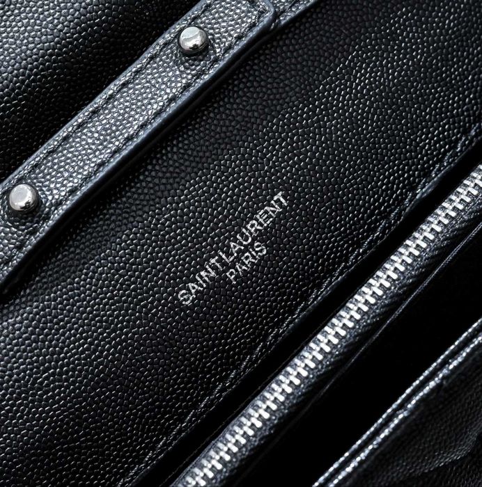 Шкіряна сумка YSL Saint Laurent чорна срібло