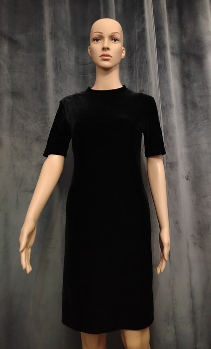 XS S M czarna welurowa aksamitna sukienka mini MIDI sexy sylwester