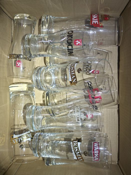 11 sztuk Kufel szklanki do piwa Bosman EB Okocim Warka Tyskie Wrocław