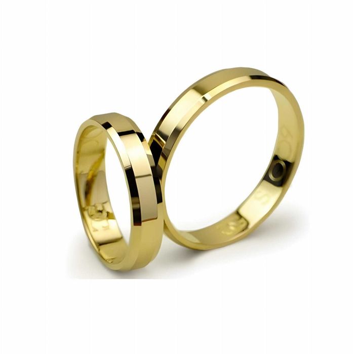 Obrączki ślubne z żółtego złota 4mm fazowane p.333 / GOLDRUN