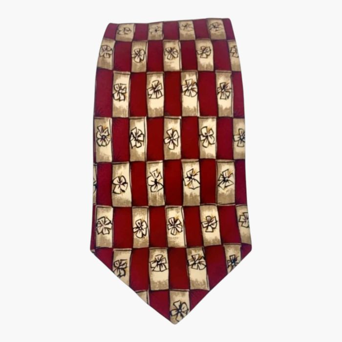 Krawat Woods & Gray 100% Jedwab Silk Bordowy Kwiaty Nowy Premium Old Money