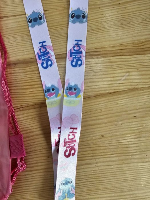 Zestaw Stitch worek i smycz do kluczy telefonu różowy