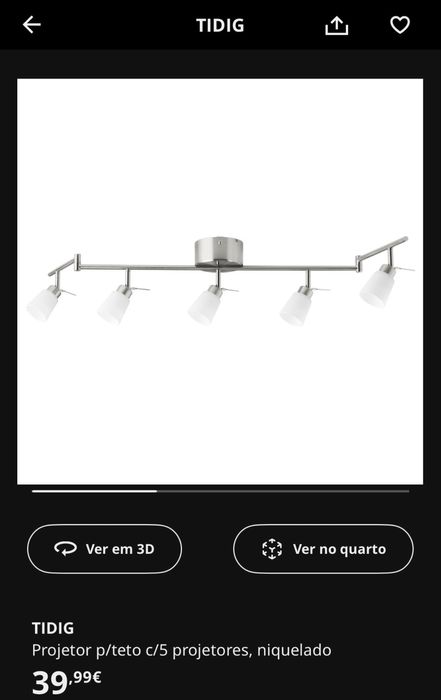 Candeeiro TIDIG c/ 5 lâmpadas led