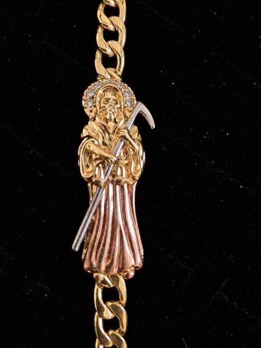 Gold -Tone Saint Michael Cuban link bracelet