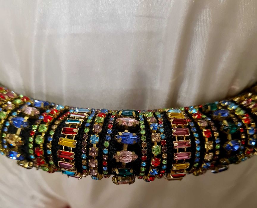 Arco para cabelo Bandolet para festa com pedras brilhantes Barroco