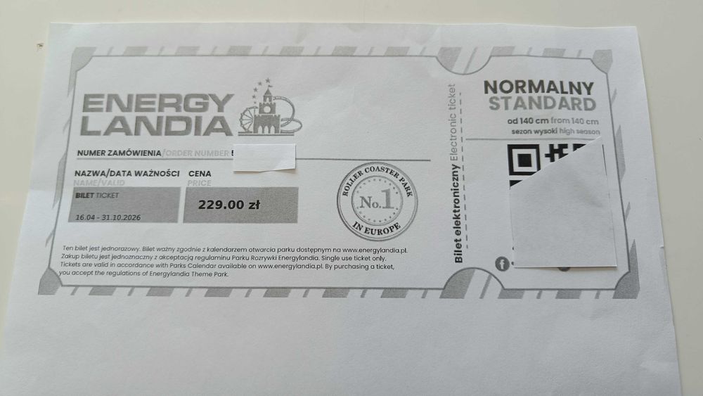 Bilet Energylandia normalny