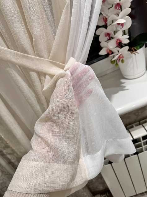 Коротка тюль штори льон 1.6м висота на кухню, арка, гардины батист