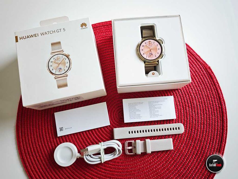 Huawei Watch GT5 Elegant 41mm - złoty - bransoleta SZKŁO PASEK - GWAR. KPL.