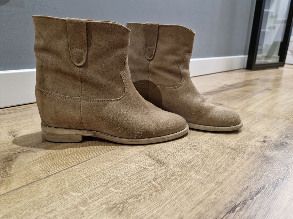 Buty skórzane botki na platformie