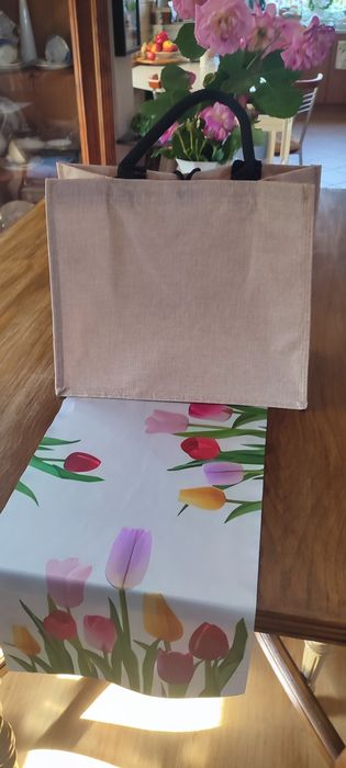 Lniana , podręczna torba dla młodej mamy