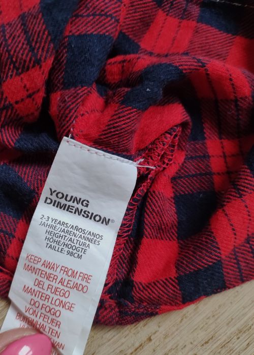 Czerwona flanelowa koszula w kratę Young Dimension 98 2-3 lata koronka