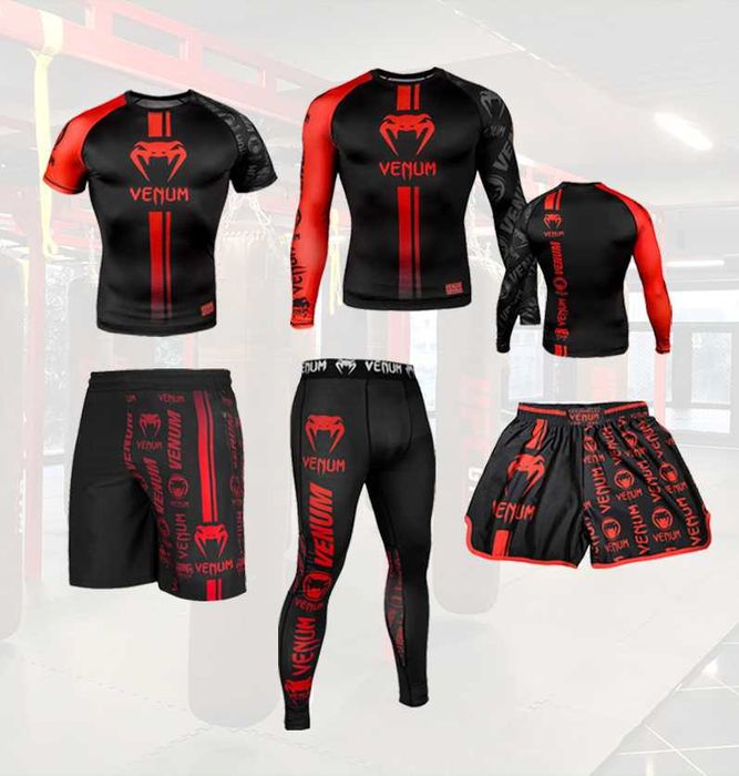 Venum Комплект 3 в 1 Logos Dark рашгард, футболка, шорты, леггинсы!