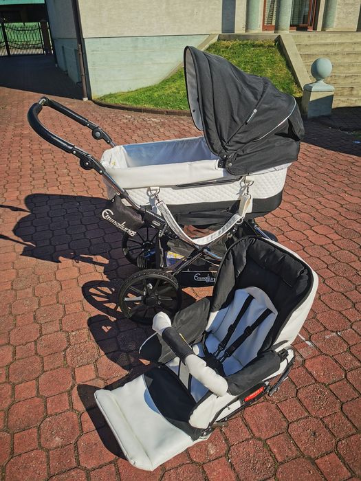 wózek Emmaljunga skóra naturalna 2w1 biało-czarny