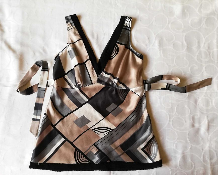 Top wiązany bluzka jedwabna damska XS / 34 jedwab naturalny 100%