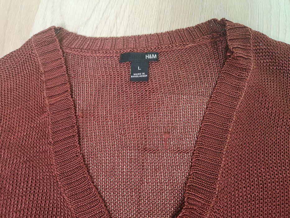 Sweterek -  bolerko, H&M, brązowy z błyszczącą nitką, krótki, rozm.. L