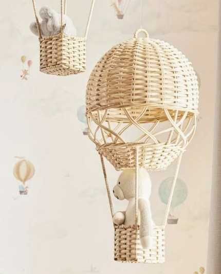balon na powietrze z wikliny ozdoba dziecięcego pokoju