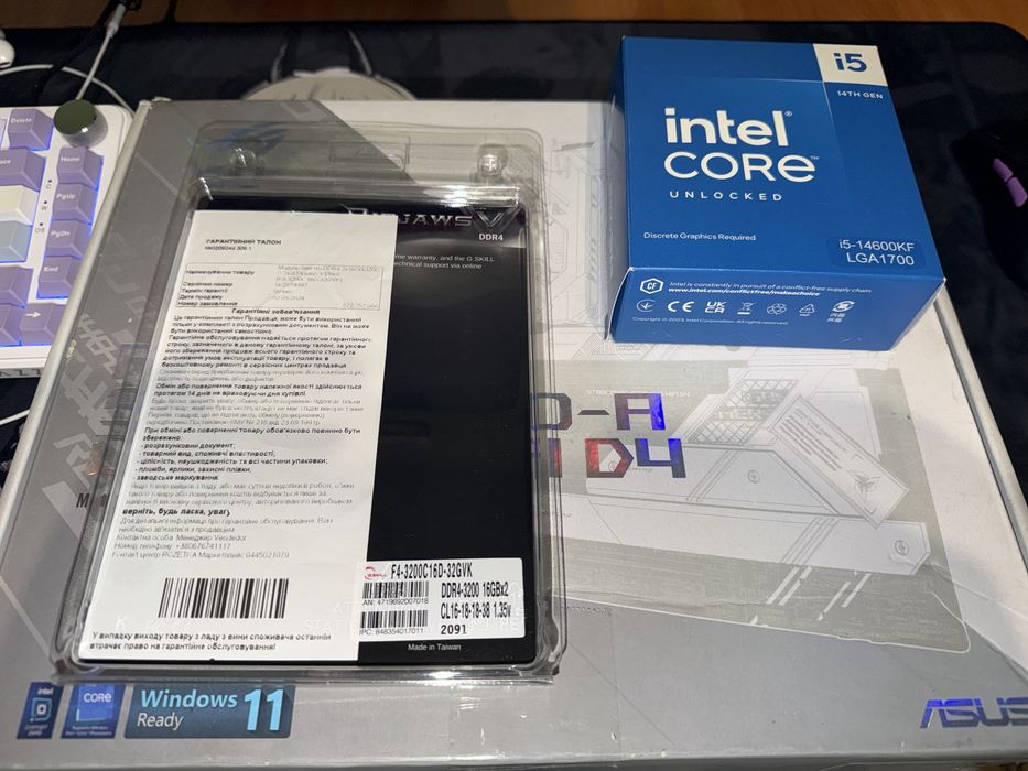 Комплект i5 14600kf, asus rog strix z690-a gaming wifi d4, 32 gb ddr4