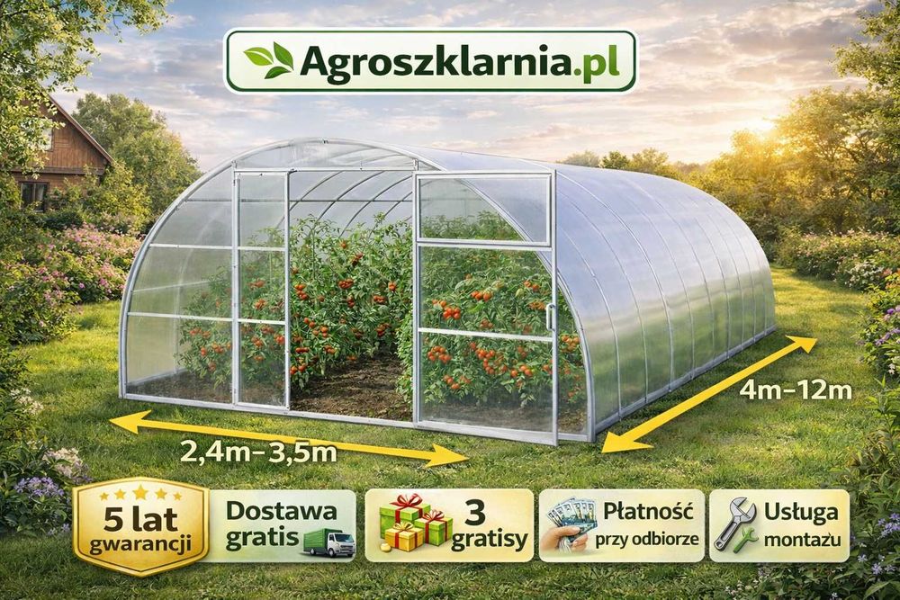 Szklarnia poliwęglan 4mm/6mm 2,4x4m,3x4,3x6m,3,5x6m itd Dostawa Gratis