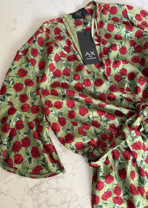Платье новое Armani AX Paris s, m  ромпер, комбинезон в цветочный принт, мини, зеленый