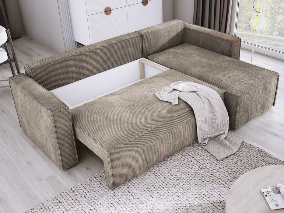 Narożnik sztruksowy z funkcją spania KENZO! Kolory do wyboru!