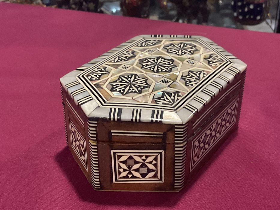 Caixinha joias moorish mosaic madre pérola 12x7,5x4,5 cm