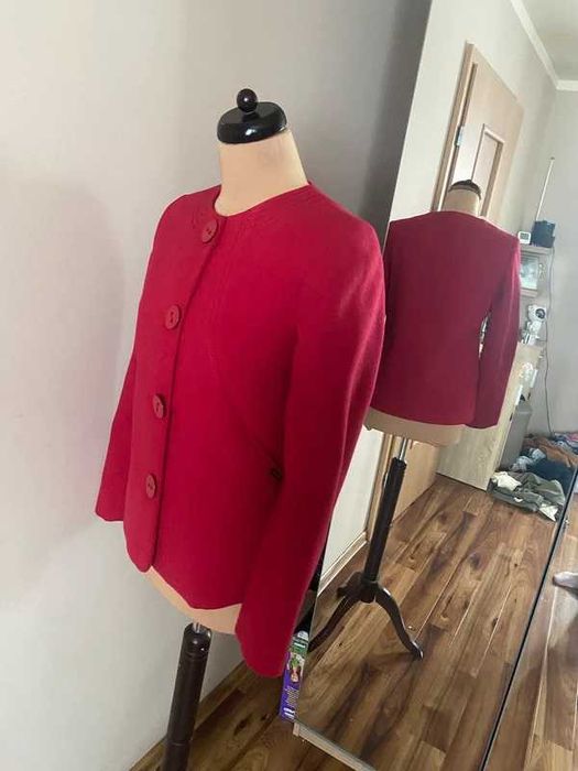 Neon roz plaszczyk krotki fuksja s m welna wool 36 38 wiosna