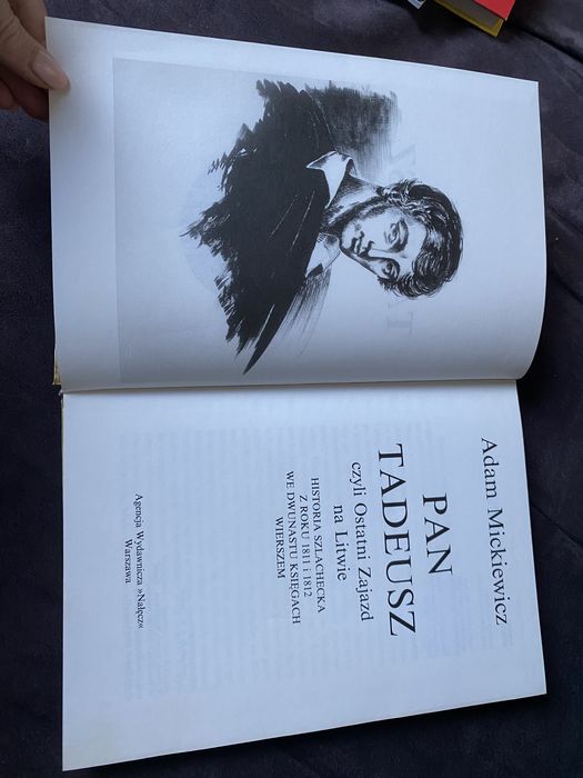 Książka Pan Tadeusz w grubej sztywnej oprawie